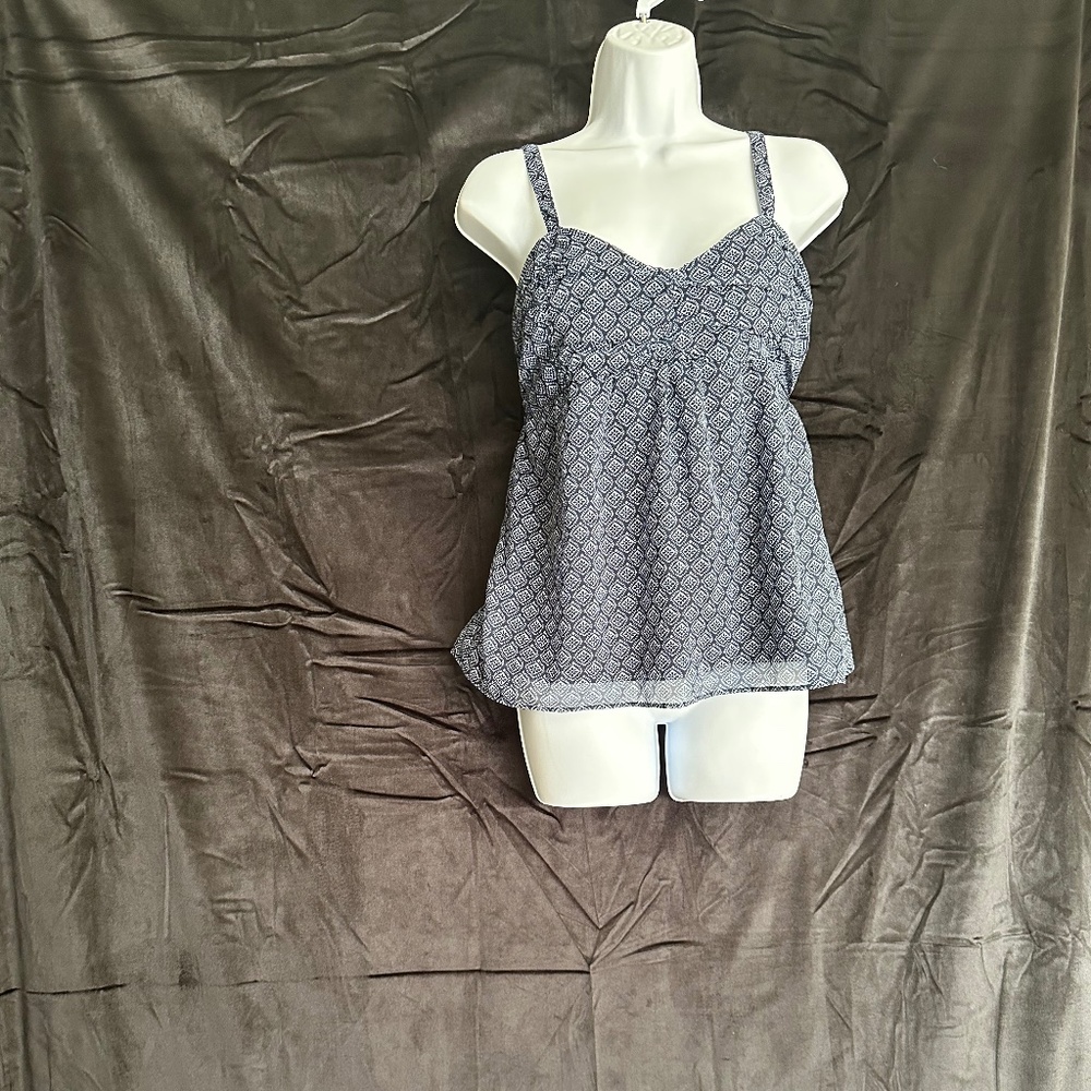 Hollister Baby doll camisole blue & white top size S